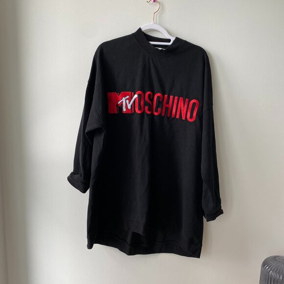 Moschino H&M Black Embroidered Logo Sweater Dress - Picture 1 of 4